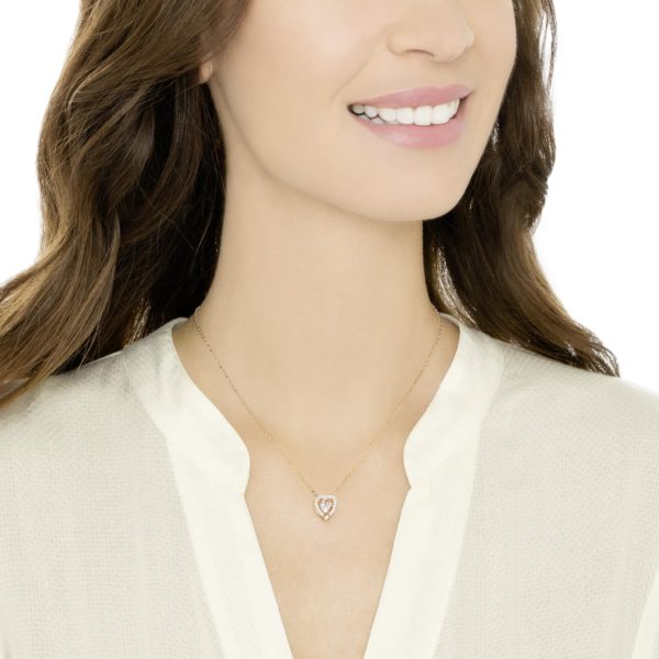 Sparkling Dance Heart Gold Tone Necklace 4