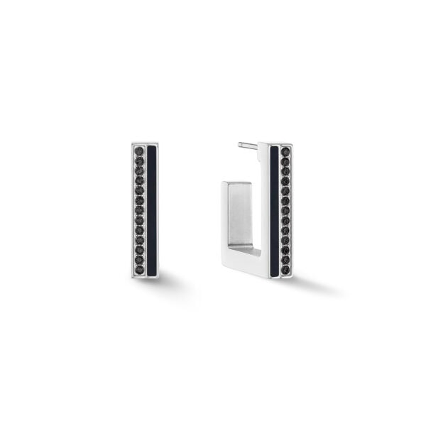 Earrings Hoops Square Black Stripes