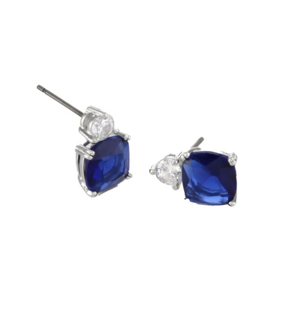 Sapphire Cushion Double Drop Earrings