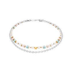 Necklace Cool Romantic Cubes & Pearls bicolour