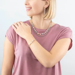 Alternative view of Necklace Cool Romantic Cubes & Pearls bicolour