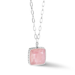 Necklace OE Amulet Square Rose Quartz silver-pink